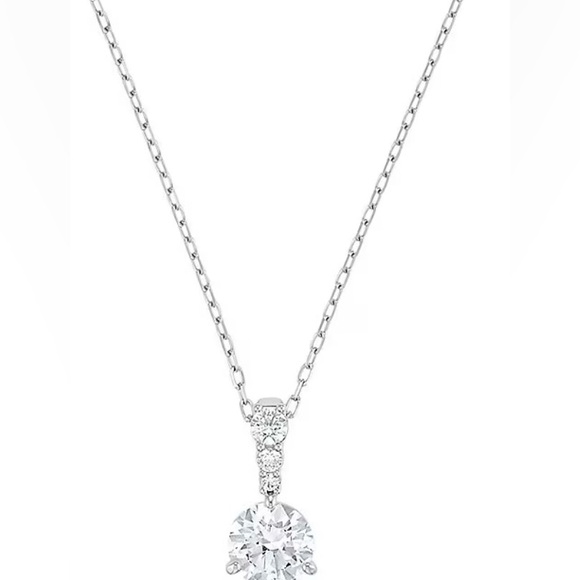 Swarovski Jewelry - Swarovski Solitaire Pendant Necklace | Rhodium Plated | Swan Signed